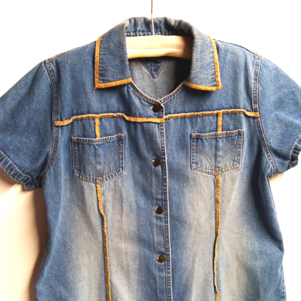 JAZZIE Woman Denim sort Sleeve Dress Length 36"